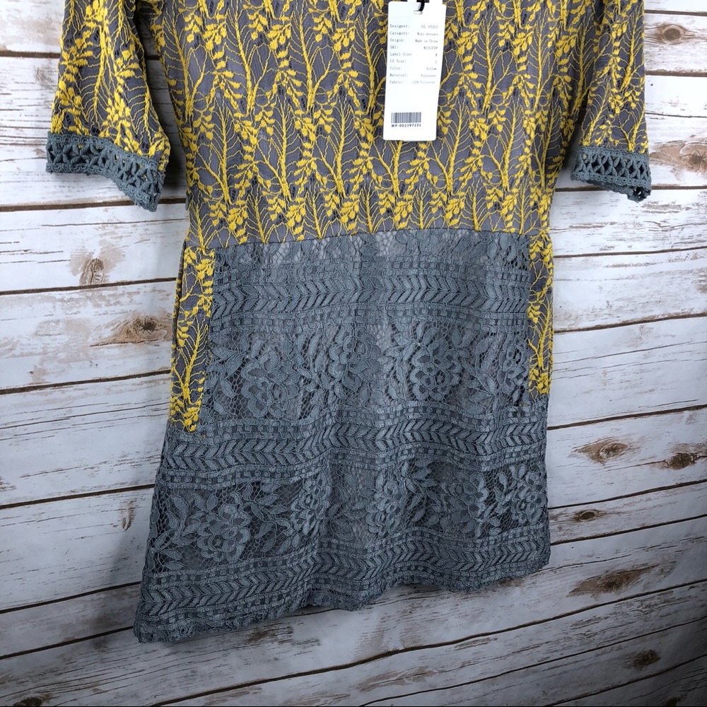 Stylewe floral lace short sleeve pockets mini dres - Picture 3 of 8
